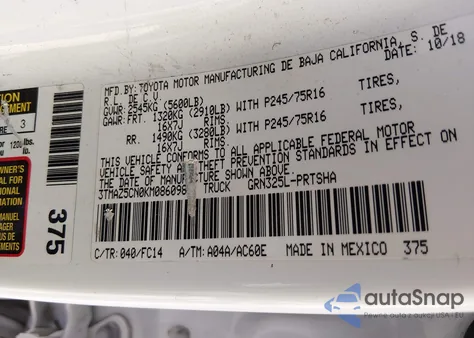 2019 Toyota Tacoma Sr5 V6 из США, поврежденный, VIN 3TMAZ5CN0KM086098